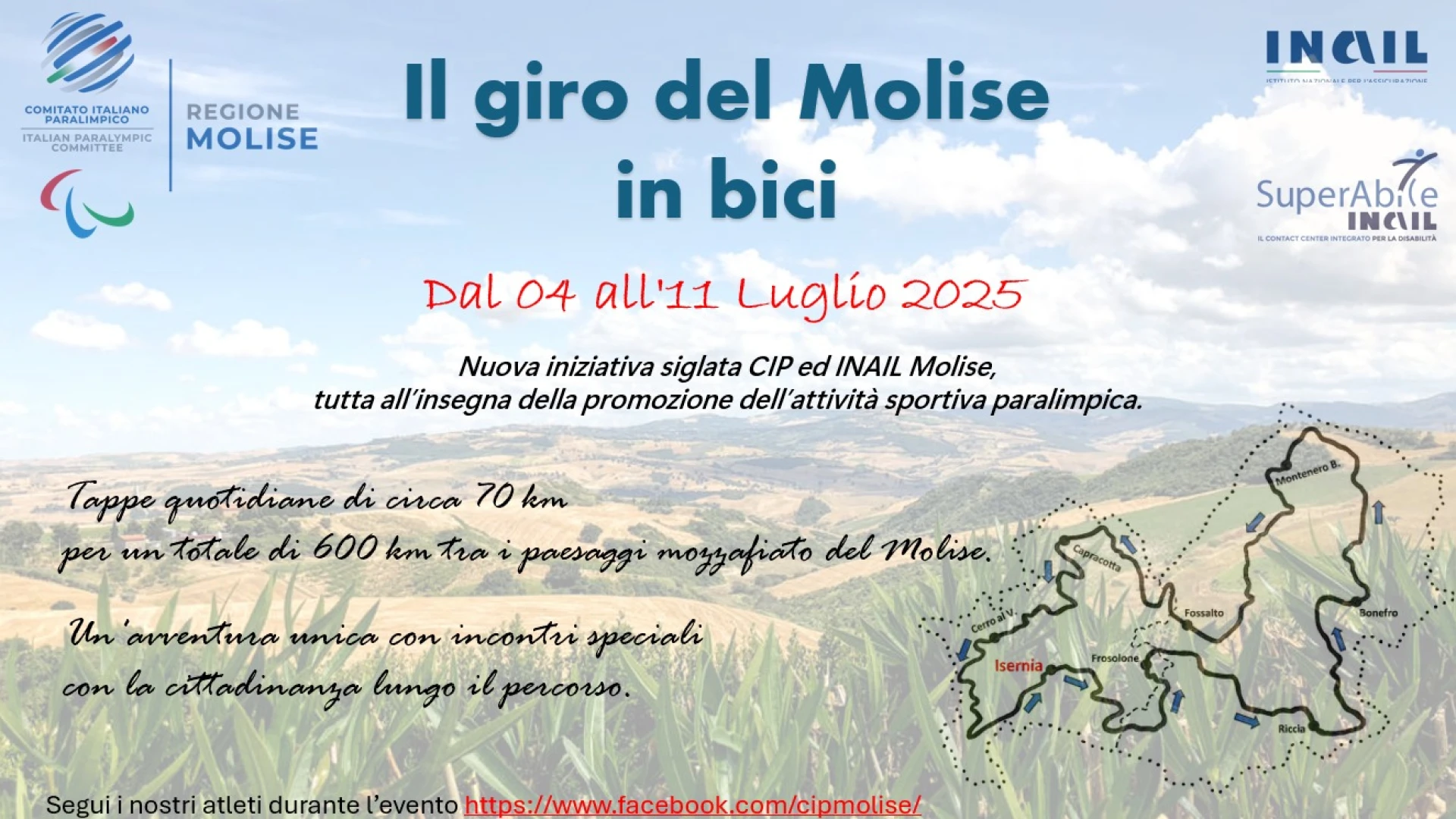 Giro del Molise in bici, una nuova sfida per diffondere la cultura paralimpica